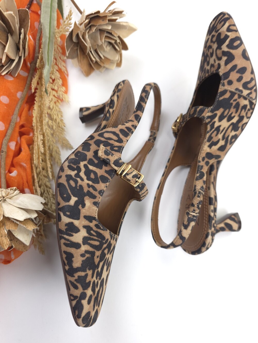 New NATURALIZER Leopard Print Slingback Mary Jane Kitten Heel Pumps Sz 6m - Picture 8 of 9